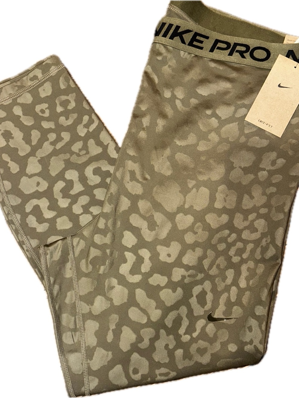 Women’s Nike Pro Olive Green Print Leggings